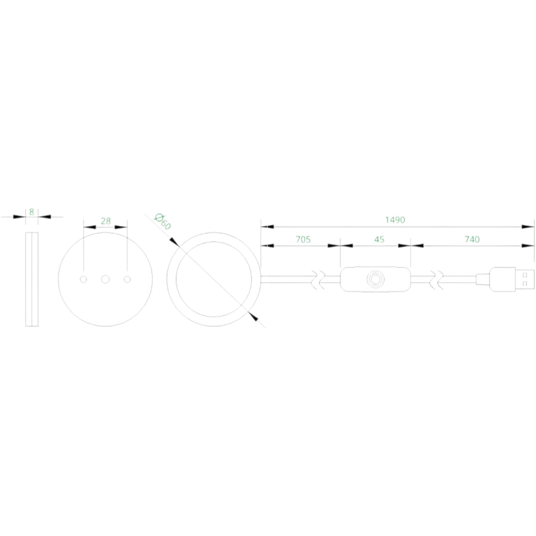 LED Lampe Kit - puck-lampe med klippeagtig base til ambient bordbelysning fra JM Dimensions