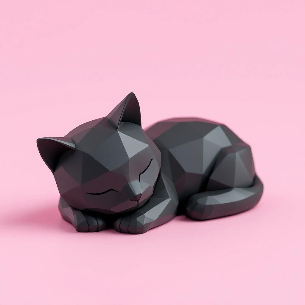 Delta Low-Poly Sovende kat - dekorativ skulptur til hjem og skrivebord fra JM Dimensions