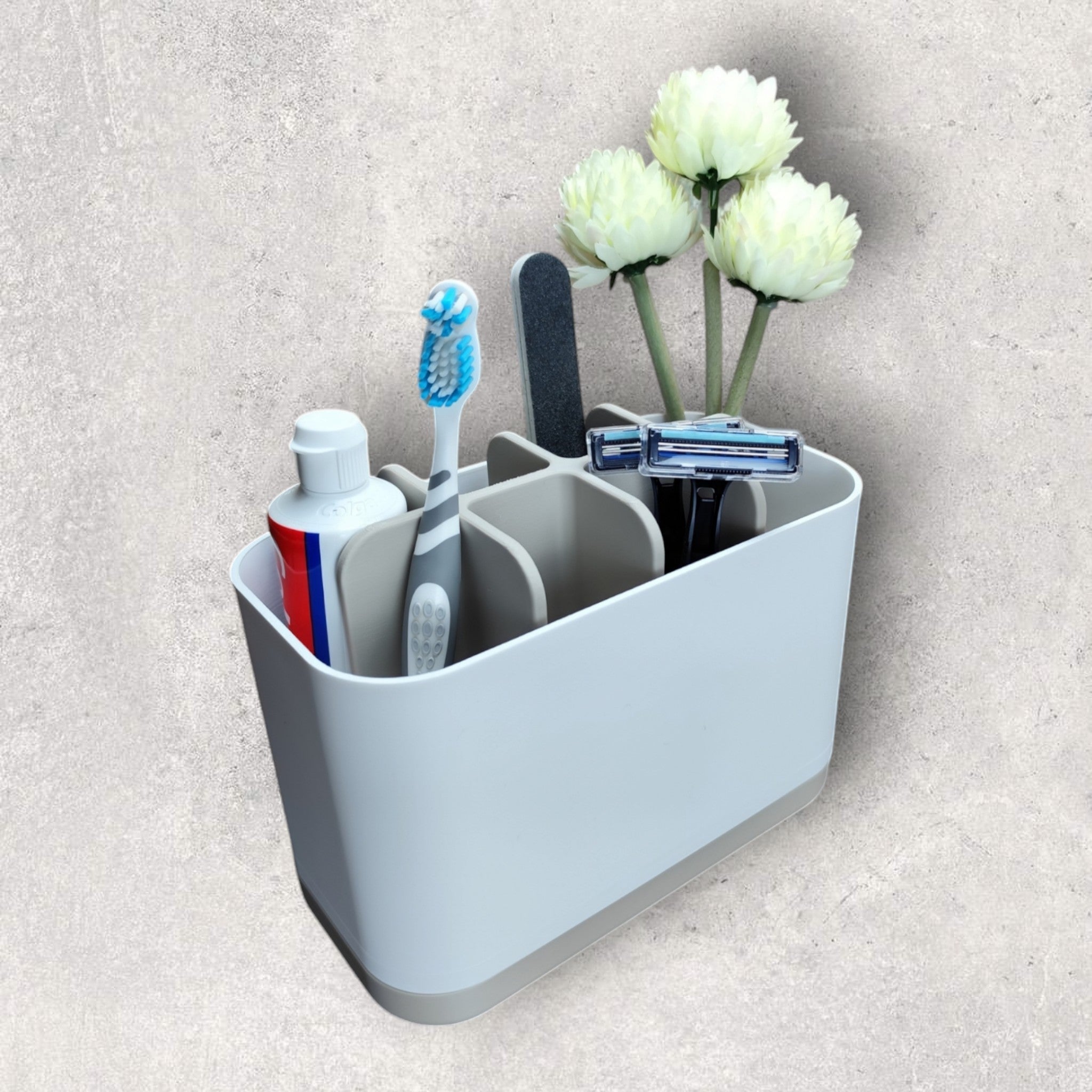 Moderne badeværelsesorganisator - praktisk tandbørsteholder og hygiejnisk opbevaring fra JM Dimensions