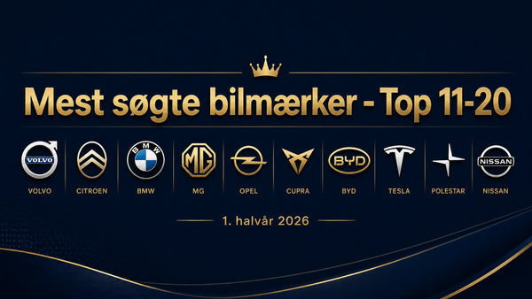 Mest søgte bilmærker i 1. halvår 2026 Top 11-20 - JM Dimensions