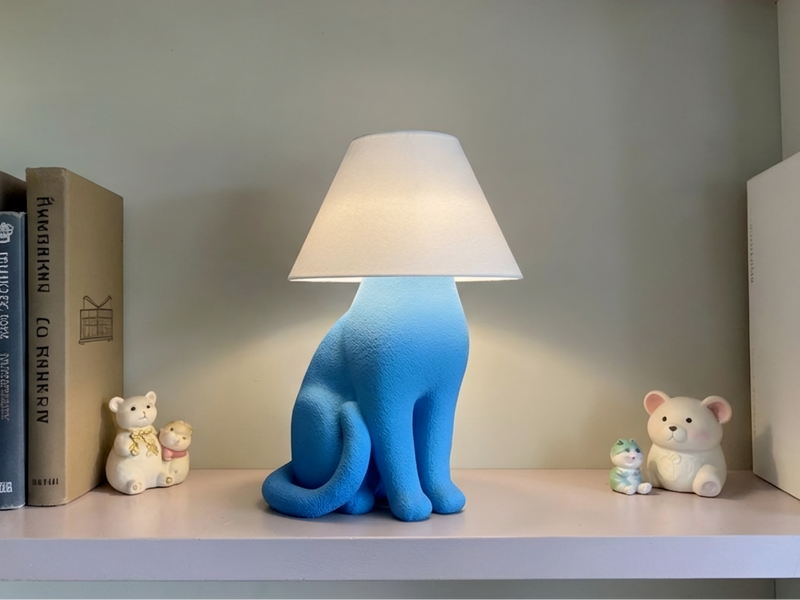 Meow – trykaktiveret Loopy Lamp-kattefigur, 3D-printet i Holstebro af JM Dimensions