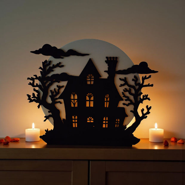 Delta Halloween Hus - halloween-lampe og stemningsfuld dekoration til indendørs bordpynt fra JM Dimensions