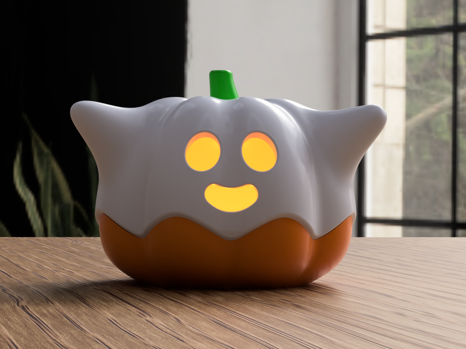 Sabre Spøgelsesgræskar - lysende Halloween borddekoration fra JM Dimensions