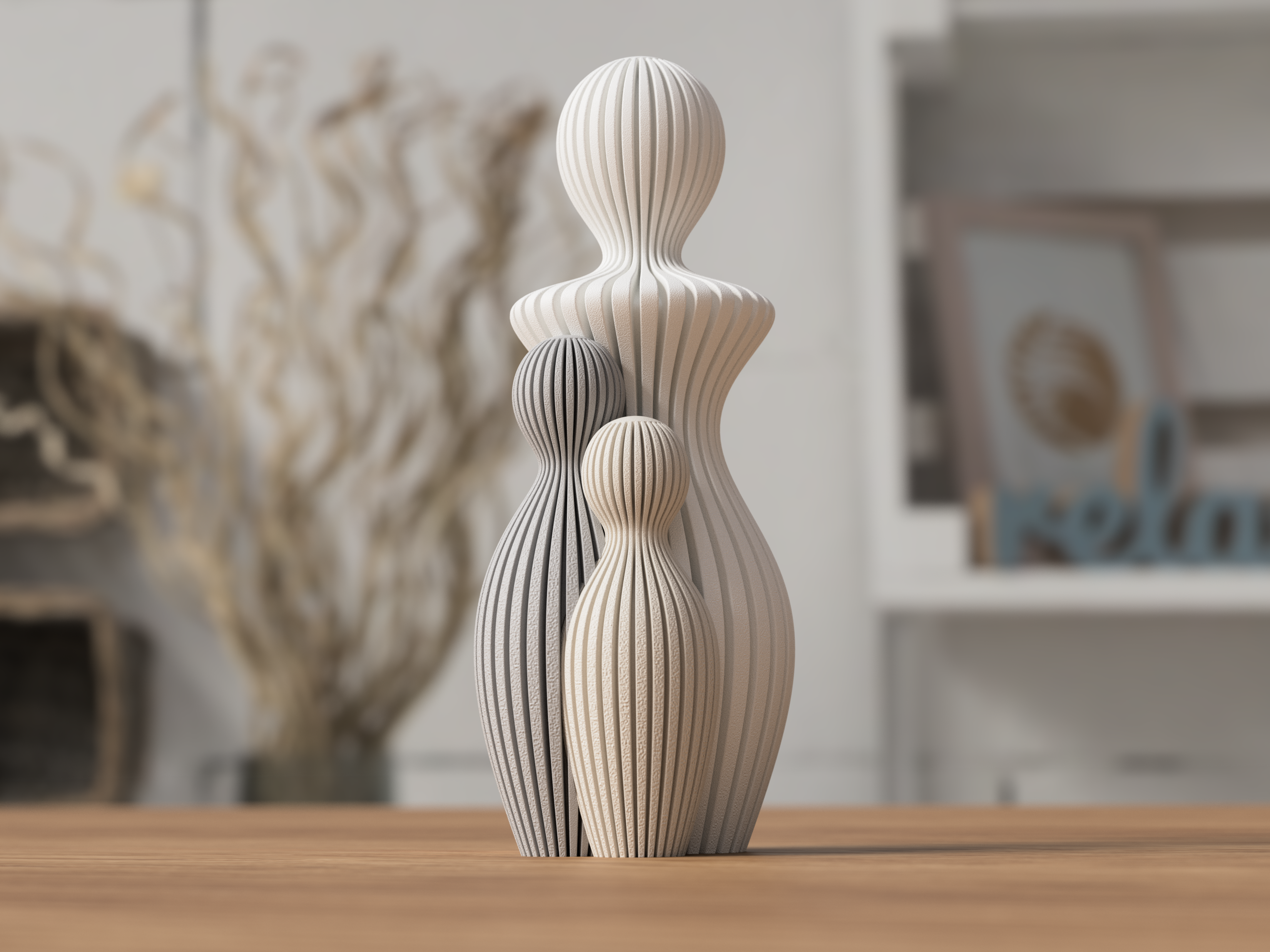 Sabre Mors dag skulptur med 2 børn - dekorativ boligfigur og gave til mor fra JM Dimensions