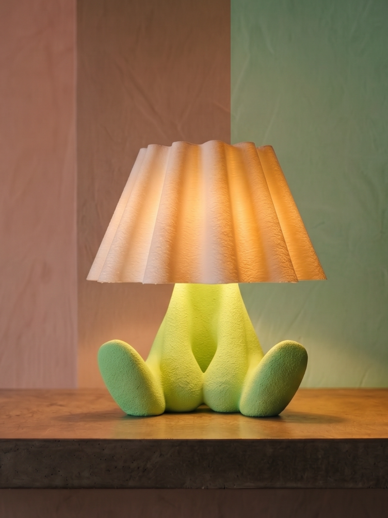 Loopy Lamp Shy set forfra med riflet skærm, 3D-printet i Holstebro af JM Dimensions