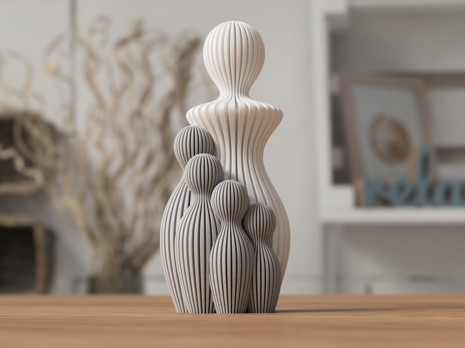 Sabre Mors dag skulptur med 4 børn - dekorativ gave og boligpynt til mor fra JM Dimensions