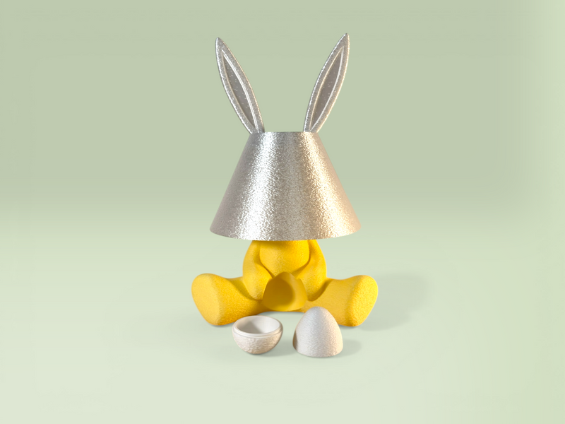 Loopy Lamp Easter samlet med påskeæg foran, 3D-printet i Holstebro af JM Dimensions