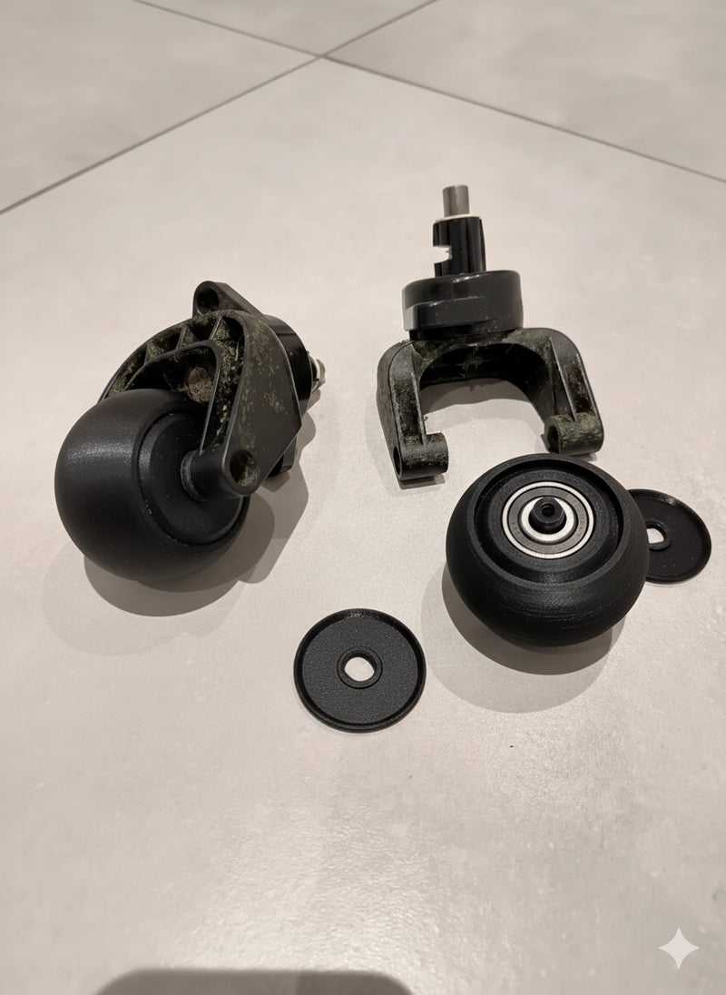 "Drejehjulssæt med stemmontering - kugleleje til møbler og små udstyr fra JM Dimensions"