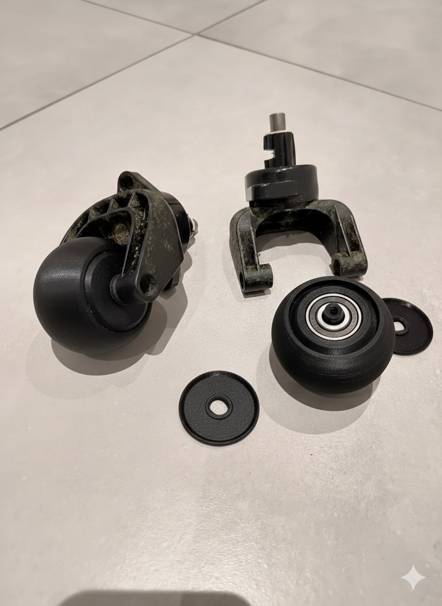 "Drejehjulssæt med stemmontering - kugleleje til møbler og små udstyr fra JM Dimensions"