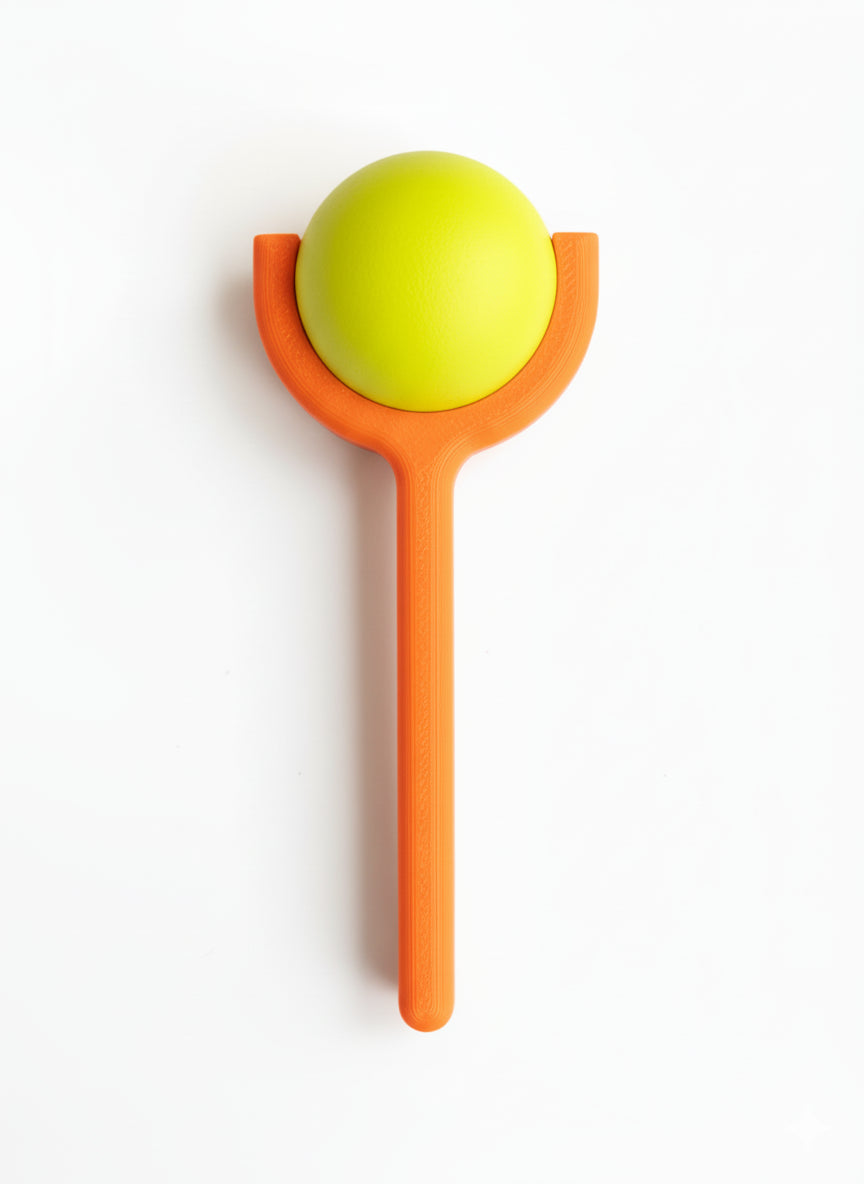 "Tennisboldholder med clips til bælte - håndfri boldadgang til træning og udendørs brug fra JM Dimensions"