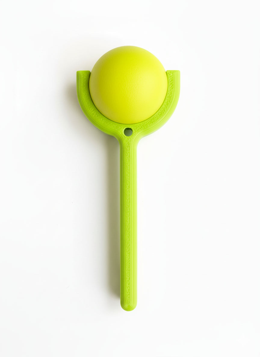 "Neon pallino med bælteclip - håndfri transport til bocce og pétanque - clip-on pallino-tilbehør mellem kast fra JM Dimensions"