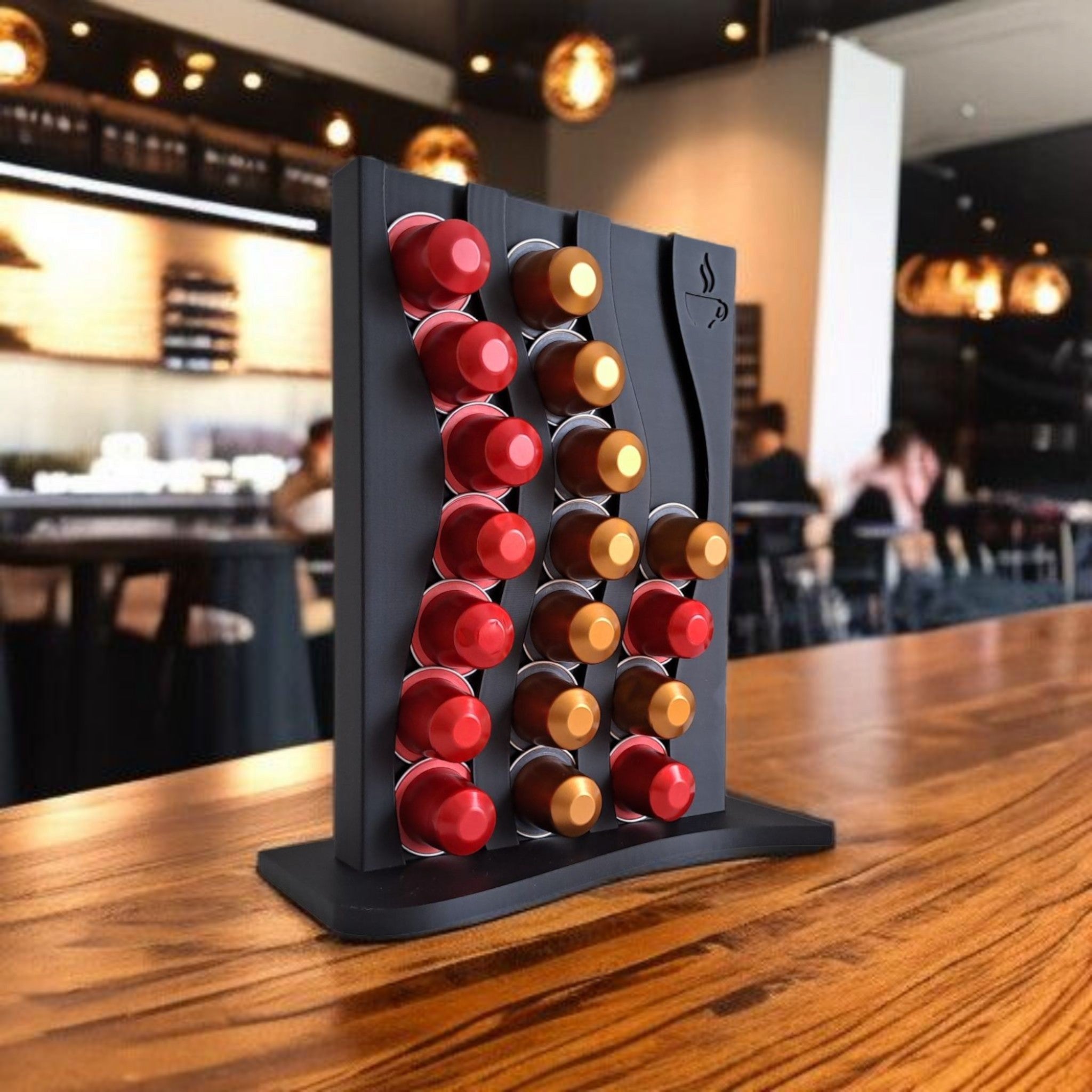Delta Kapselholder Pods - 3D-printet kapselholder i bølget design til 21 kaffekapsler fra JM Dimensions