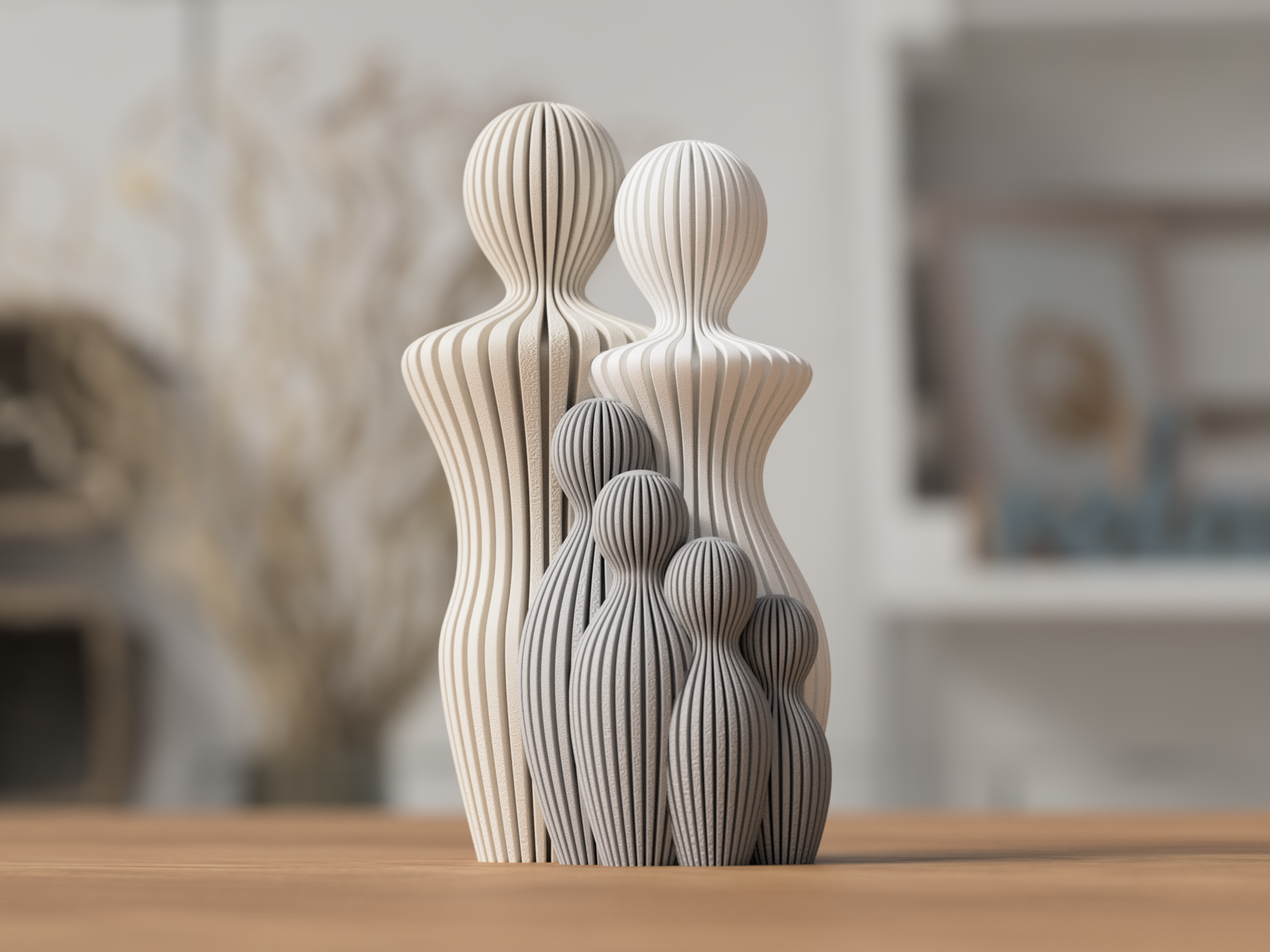 Sabre Familieskulptur med 4 børn - moderne familiedekoration til hjemmet fra JM Dimensions