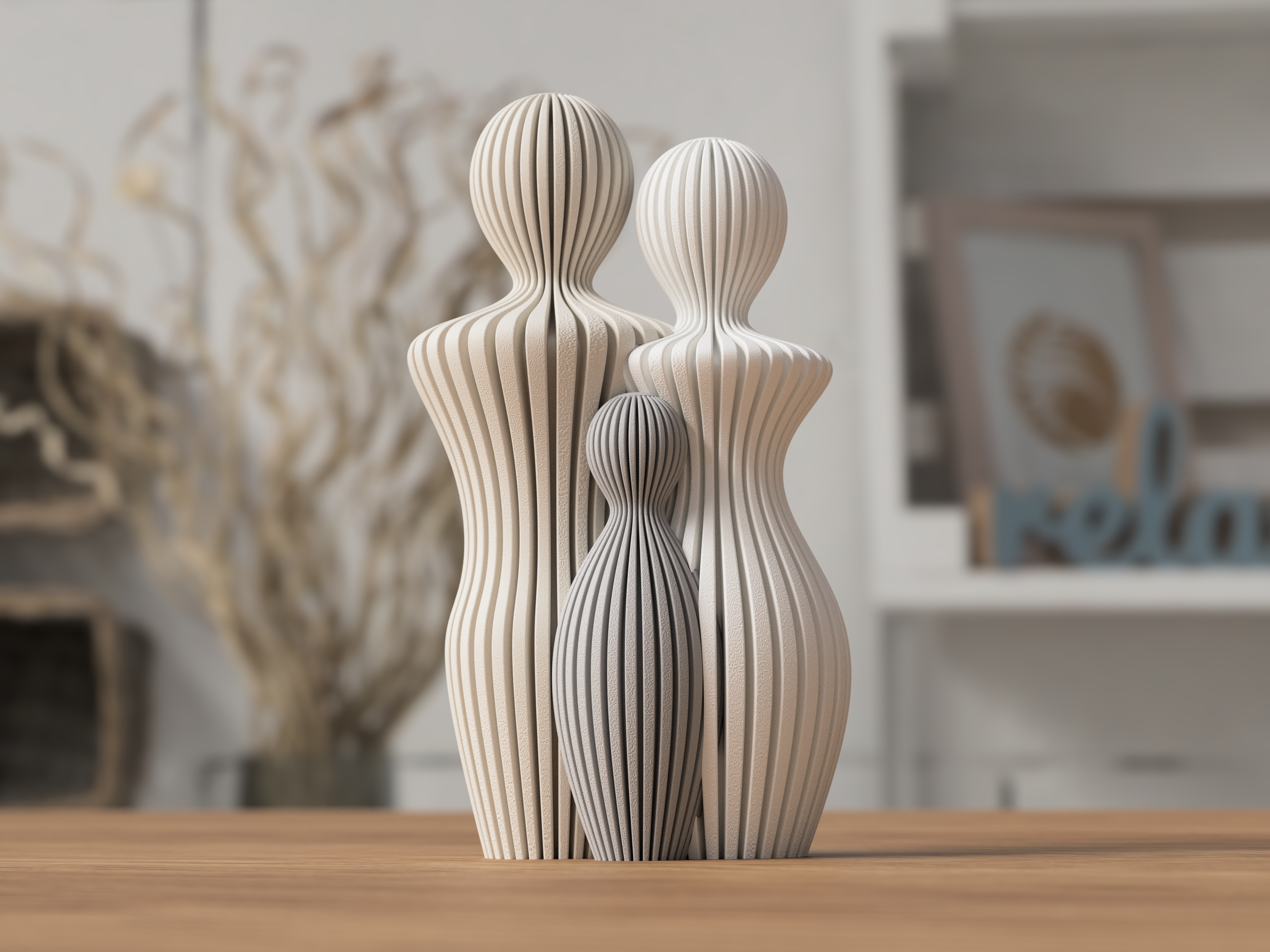 Sabre Familieskulptur med 1 barn - moderne dekoration til hjemmet fra JM Dimensions