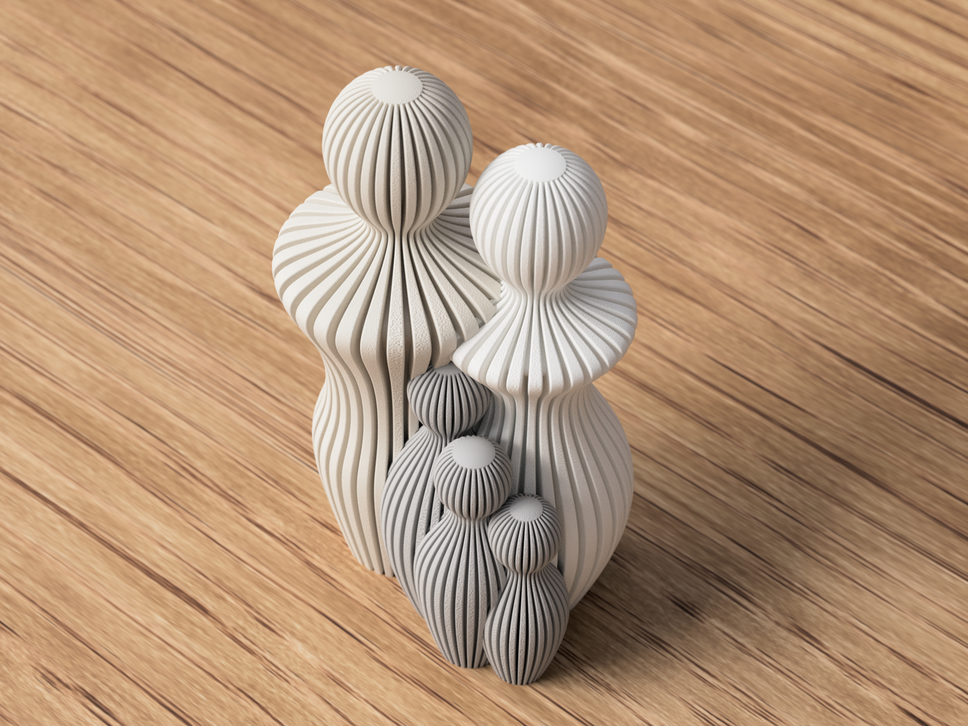 Sabre Familieskulptur med 3 børn - elegant familiedekoration til hjemmet og personlig gave fra JM Dimensions