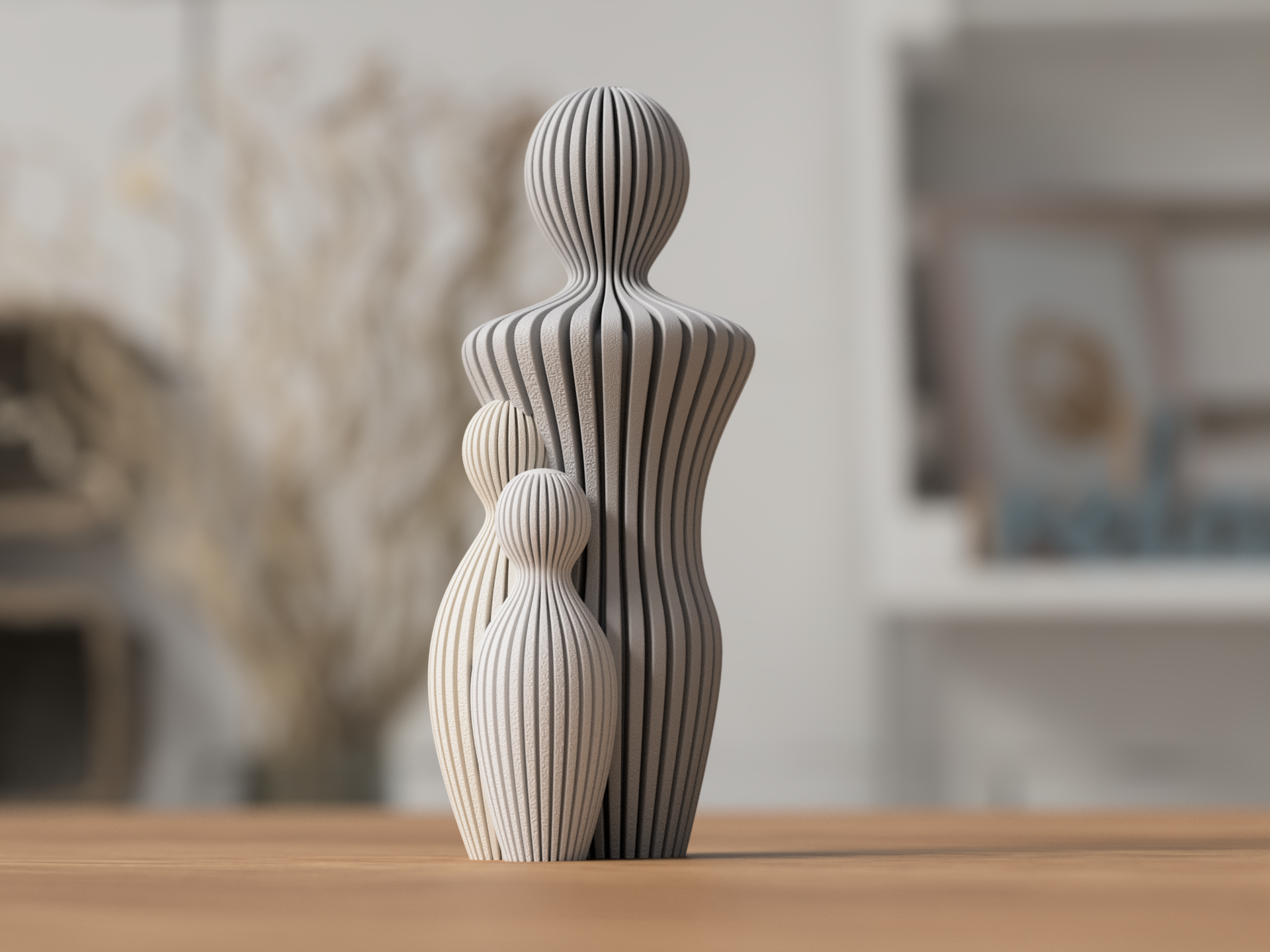 Sabre Fars dag Skulptur med 2 børn - symbolsk boligdekoration og gaveidé fra JM Dimensions