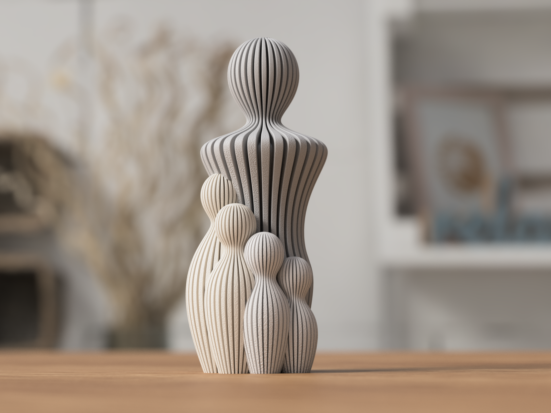 Sabre Fars dag Skulptur med 4 børn - dekorativ familiefigur og symbolsk gave fra JM Dimensions