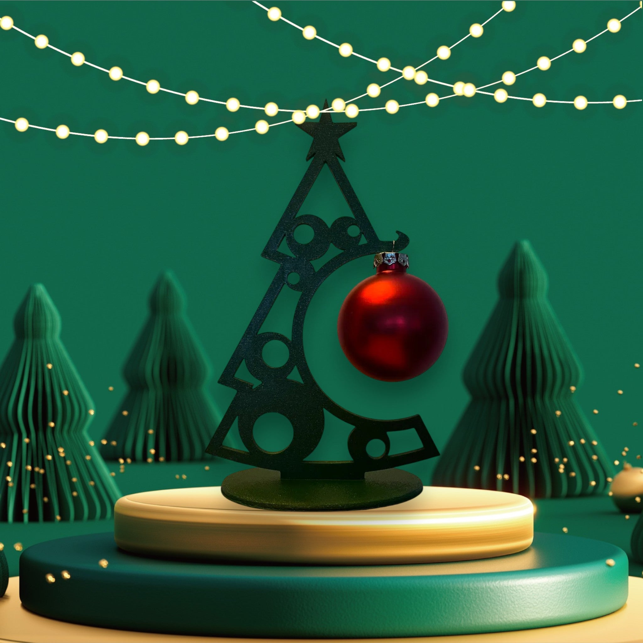 Juletræ Dekoration med Ophæng - moderne julepynt til bord, hylde og kontor fra JM Dimensions