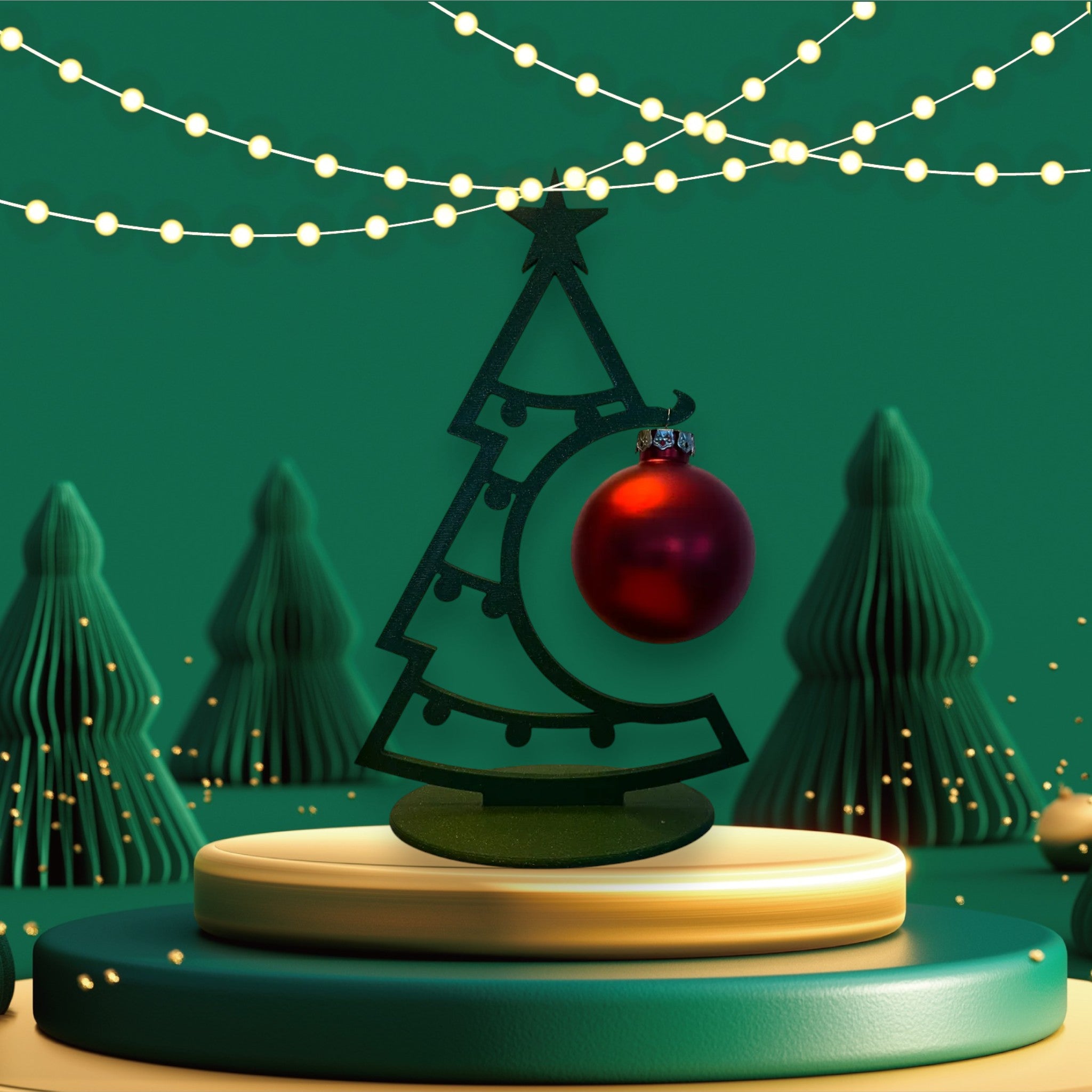 Juletræ dekoration med ophæng - moderne julepynt til bord, hylde og kontor fra JM Dimensions