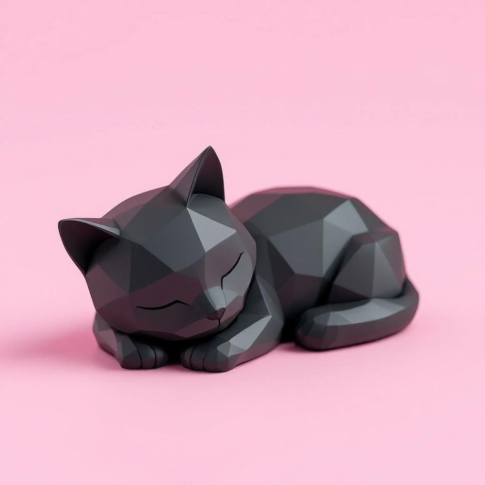 Delta Low-Poly Sovende kat - dekorativ skulptur til hjem og skrivebord fra JM Dimensions