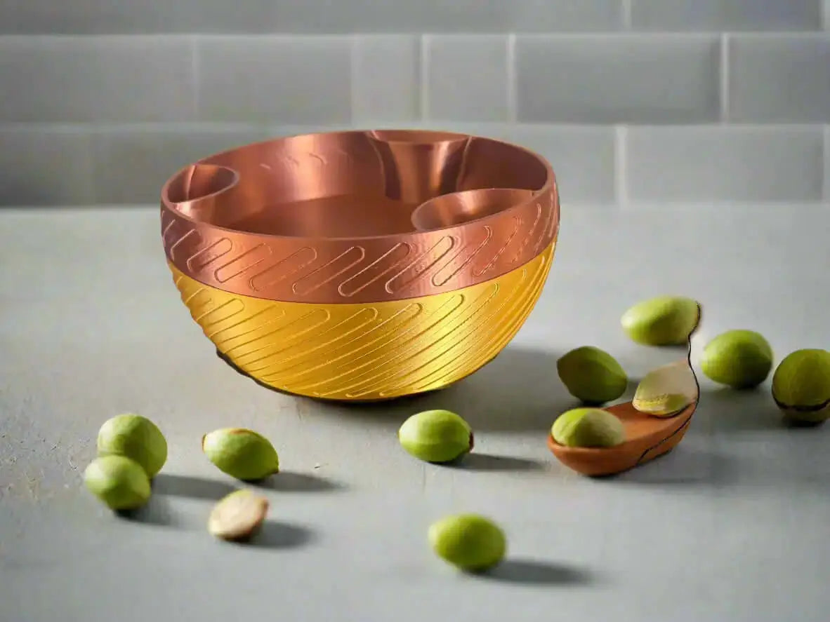 Pistacie Skål med Unikt og Stilfuldt Design - praktisk snackskål med smart affaldsrum fra JM Dimensions