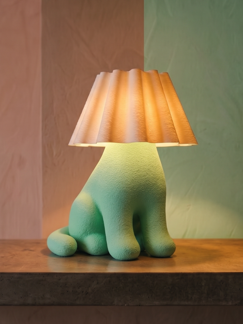 Loopy Lamp Woof set forfra med riflet skærm, 3D-printet i Holstebro af JM Dimensions