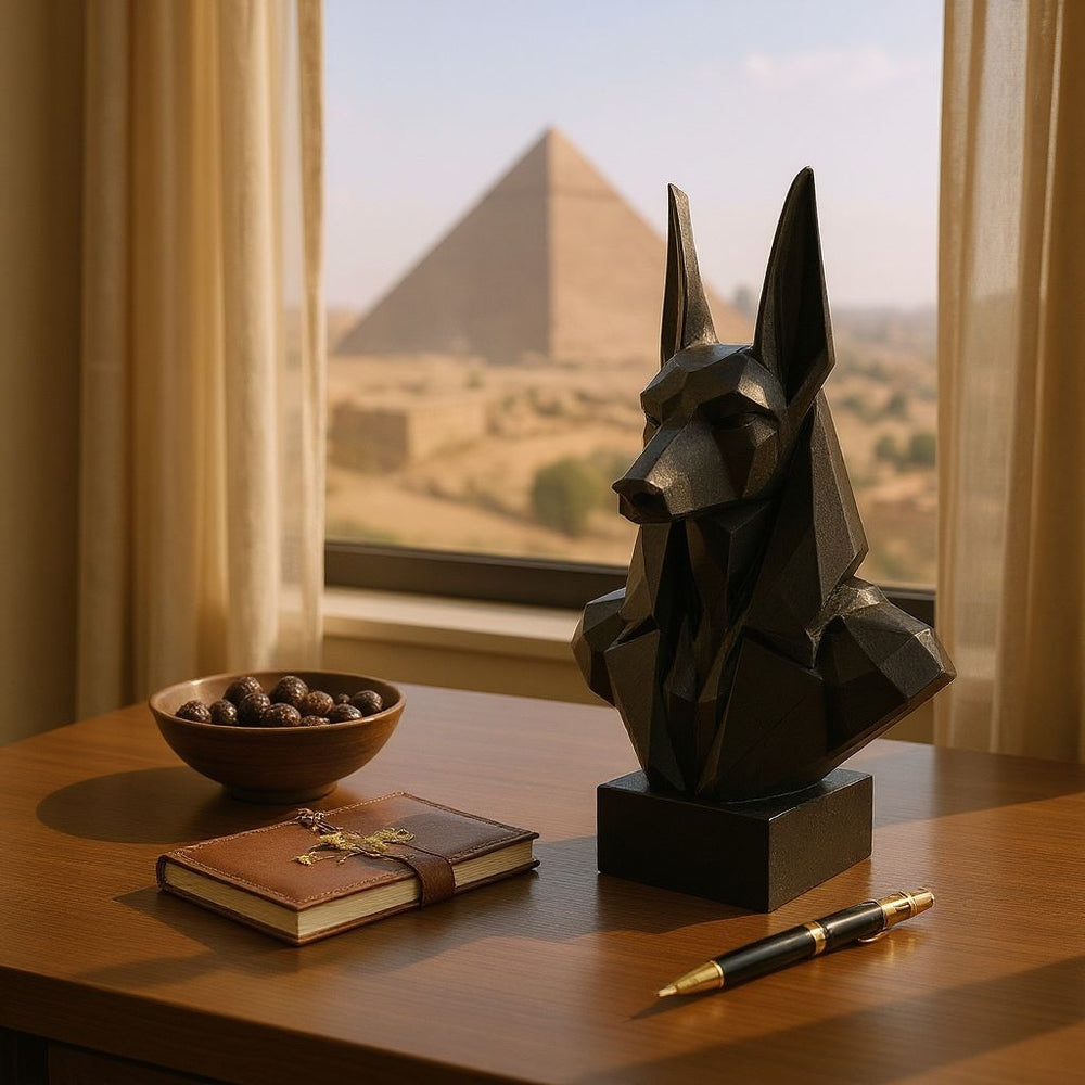 Delta Low-Poly Anubis buste - dekorativ skulptur til moderne boligindretning fra JM Dimensions