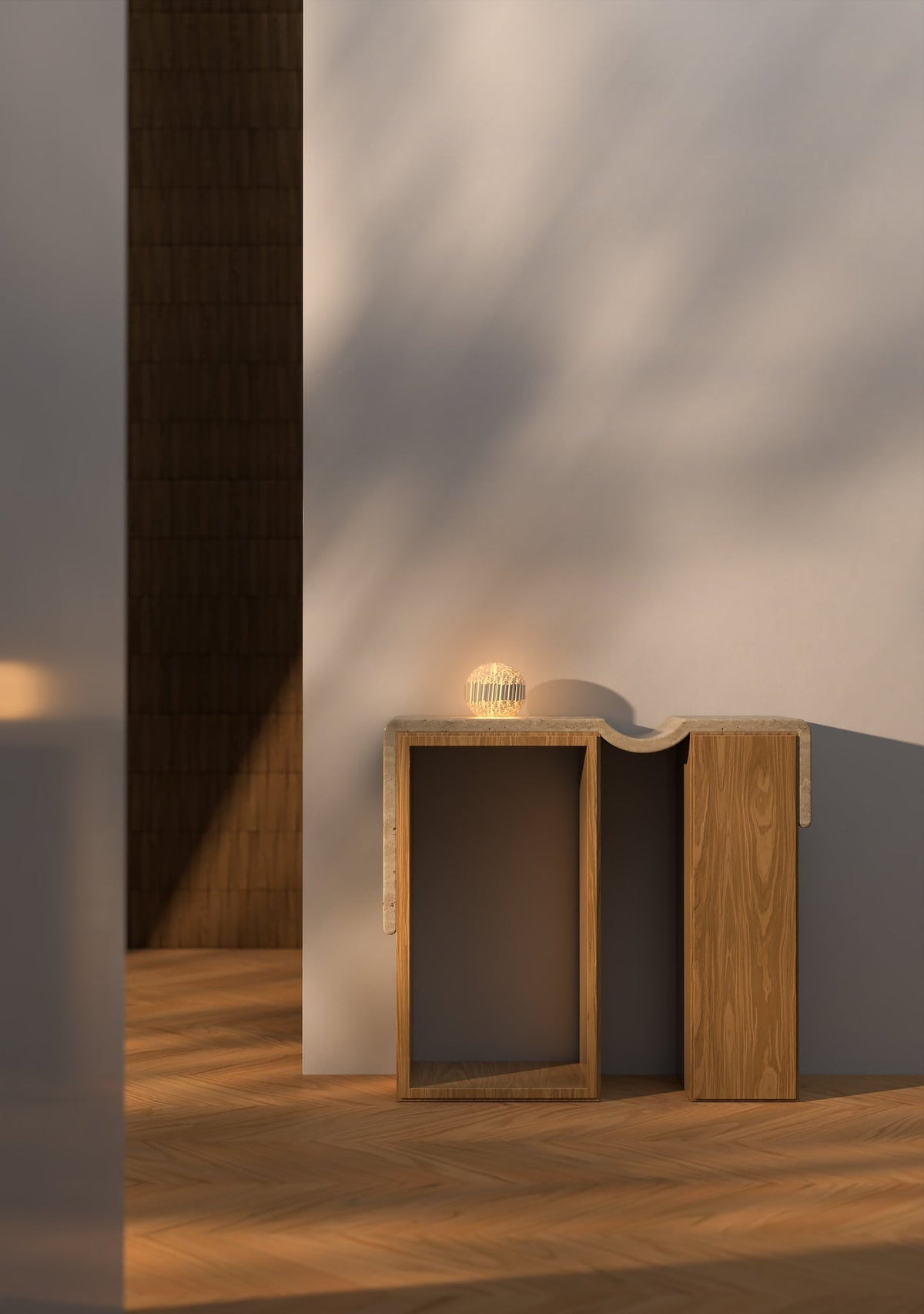 Leora O15-s Biomorphic Mini Lampe, tændt