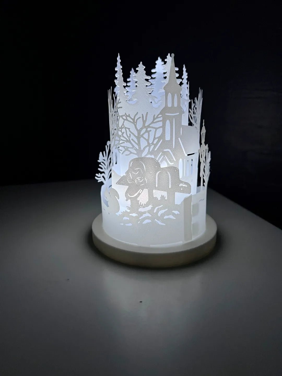 Rund Julelanterne til LED Lys og Julemotiver - JMDimensions - Lindnjoe